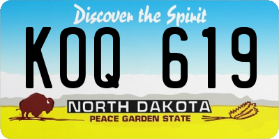 ND license plate KOQ619