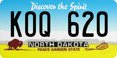 ND license plate KOQ620