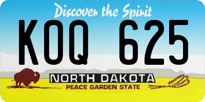 ND license plate KOQ625
