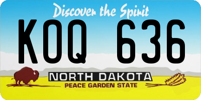 ND license plate KOQ636