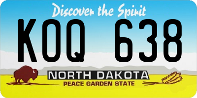 ND license plate KOQ638