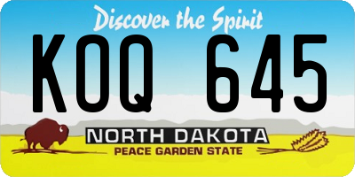 ND license plate KOQ645