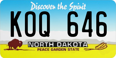 ND license plate KOQ646