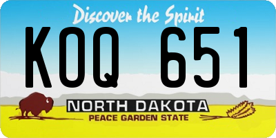 ND license plate KOQ651