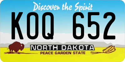 ND license plate KOQ652
