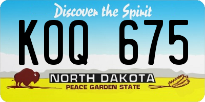 ND license plate KOQ675