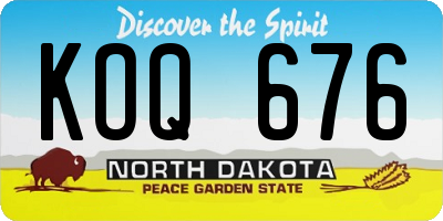 ND license plate KOQ676