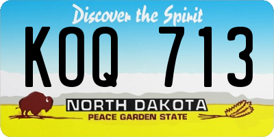 ND license plate KOQ713