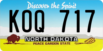ND license plate KOQ717