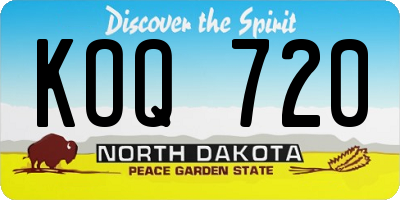 ND license plate KOQ720