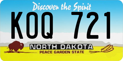 ND license plate KOQ721