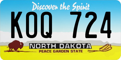 ND license plate KOQ724