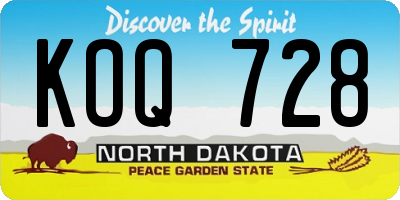 ND license plate KOQ728