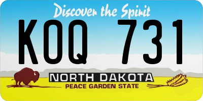 ND license plate KOQ731