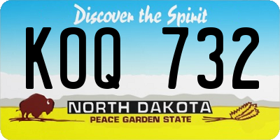 ND license plate KOQ732