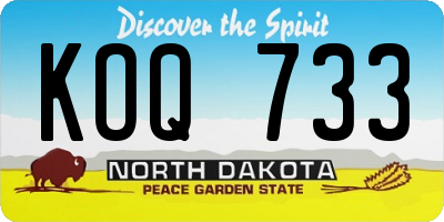 ND license plate KOQ733