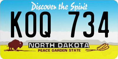 ND license plate KOQ734