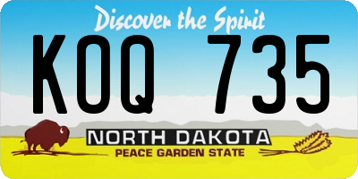 ND license plate KOQ735