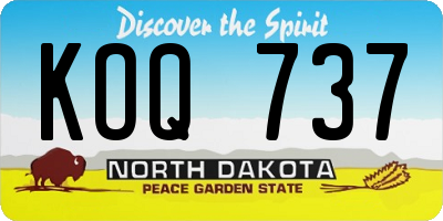 ND license plate KOQ737