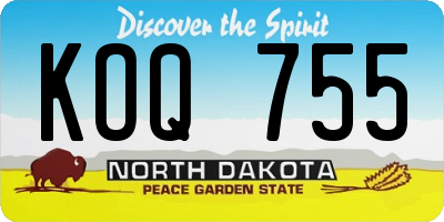 ND license plate KOQ755