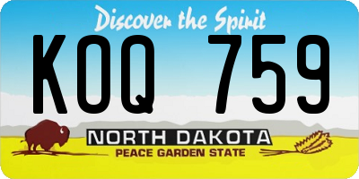 ND license plate KOQ759