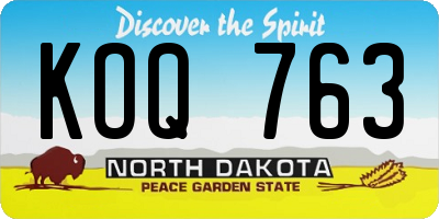 ND license plate KOQ763