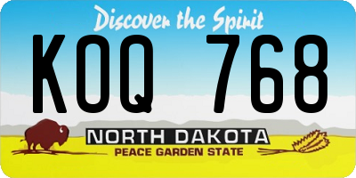 ND license plate KOQ768