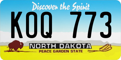 ND license plate KOQ773