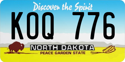 ND license plate KOQ776