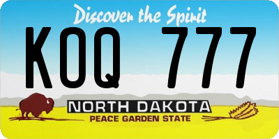 ND license plate KOQ777