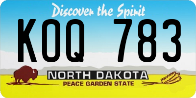 ND license plate KOQ783