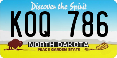 ND license plate KOQ786