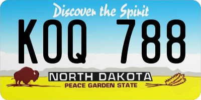 ND license plate KOQ788