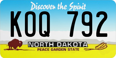 ND license plate KOQ792
