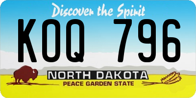 ND license plate KOQ796