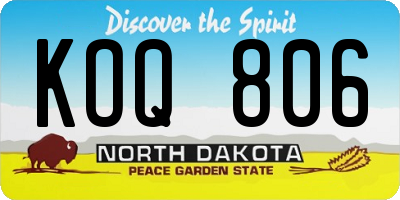 ND license plate KOQ806