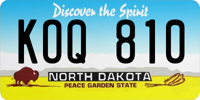 ND license plate KOQ810