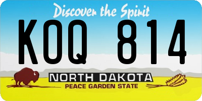ND license plate KOQ814