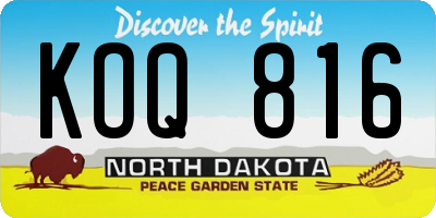 ND license plate KOQ816