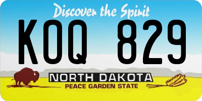 ND license plate KOQ829