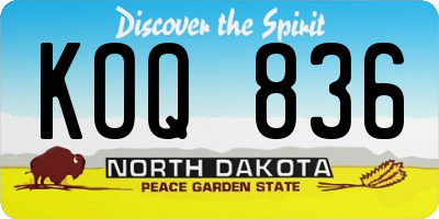 ND license plate KOQ836