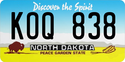 ND license plate KOQ838