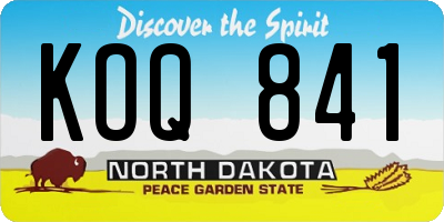 ND license plate KOQ841