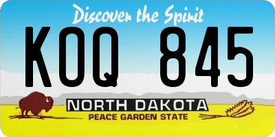 ND license plate KOQ845