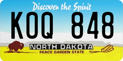 ND license plate KOQ848