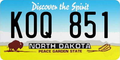 ND license plate KOQ851