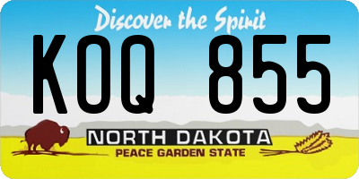 ND license plate KOQ855