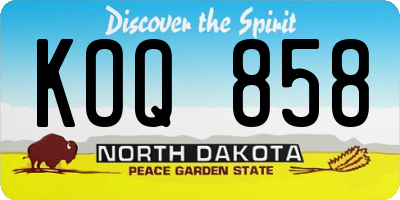 ND license plate KOQ858