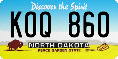 ND license plate KOQ860