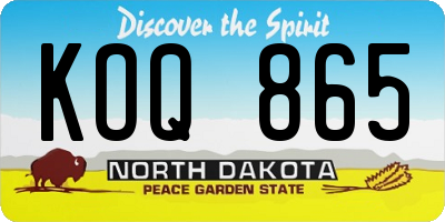 ND license plate KOQ865
